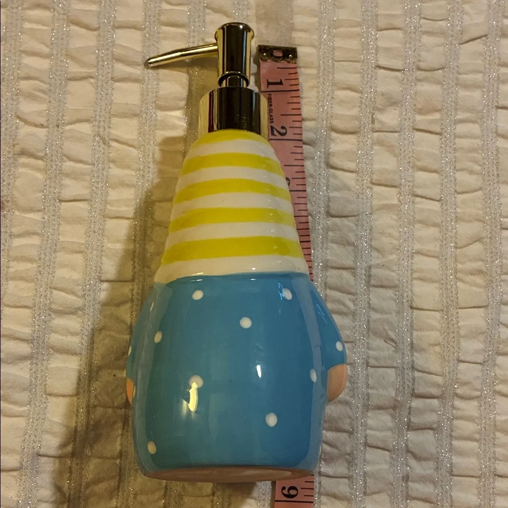Whimsical Blue and White Gnome Soap Dispenser